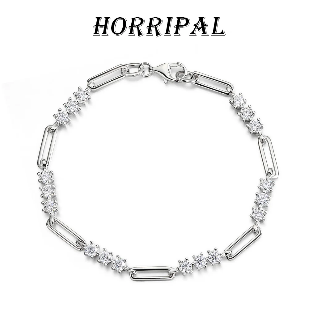 

HORRIPAL 3mm D VVS1 Moissanite Bracelet GRA Certified 925 sterling Silver New Stylish Layered Designer Trends Jewelry For Women