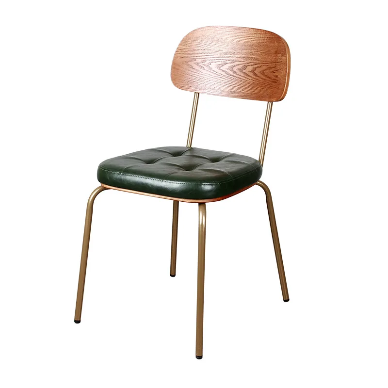 

Industrial style American dining chair Home retro wrought iron soft bag back armchair Restaurant Hotel bar chair