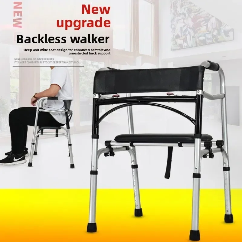 Multi-functional Solid Aluminum Alloy Walker Crutches For Pregnant Women Folding Rehabilitation Seat Cushion Aids With Wheels