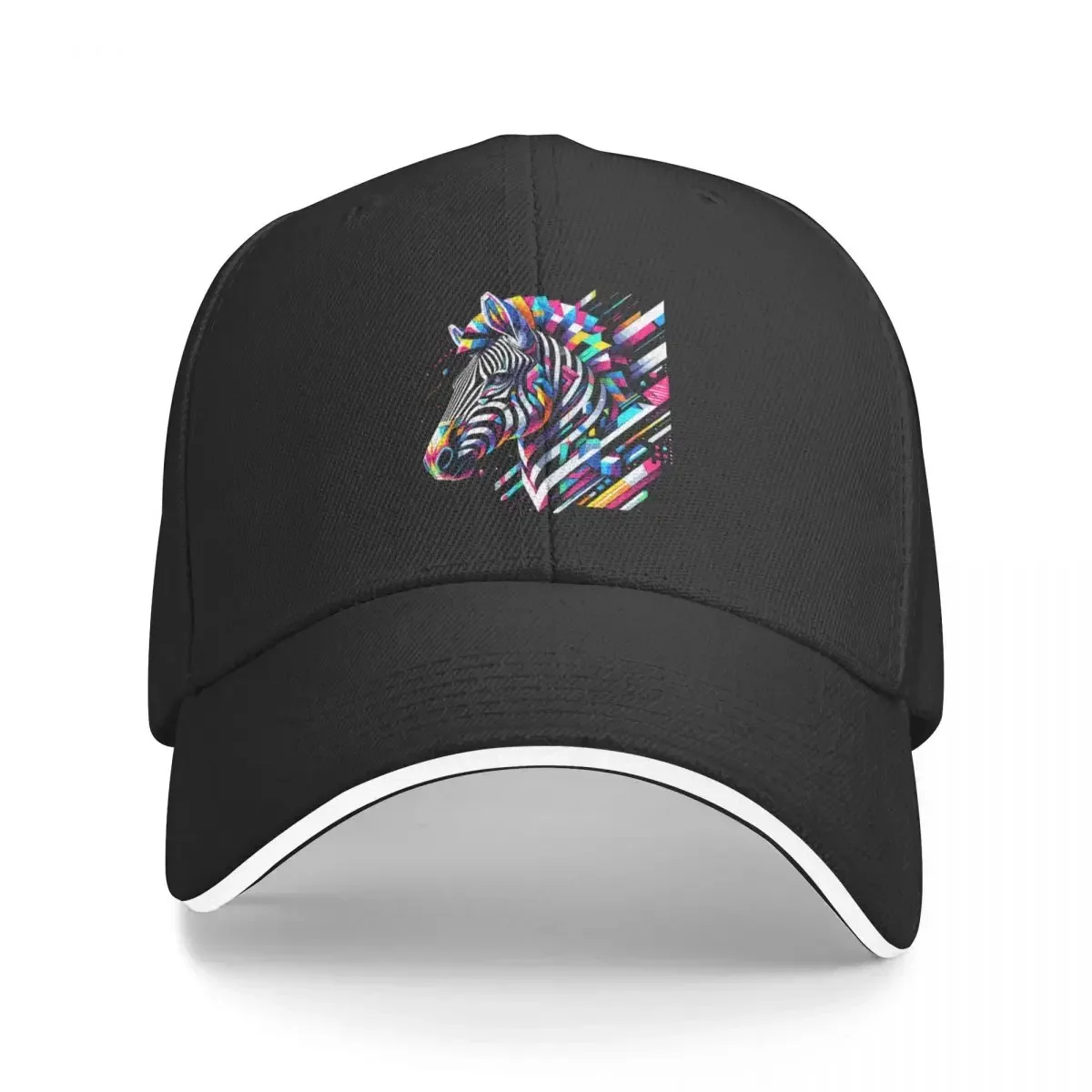 

Geometric Zebra Design: Neon Elegance Meets Retro Vibe Baseball Cap Male hat Sunscreen Women's Hats For The Sun Men's