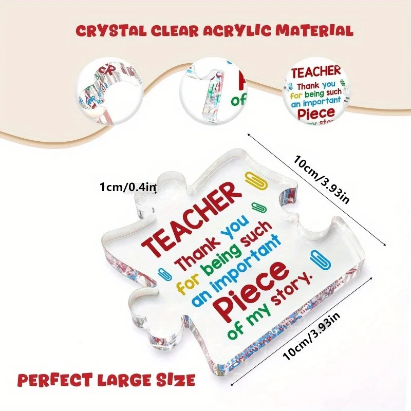 Teacher Appreciation Acrylic Sign - A thank you gift for graduation, retirement, or desk decoration.