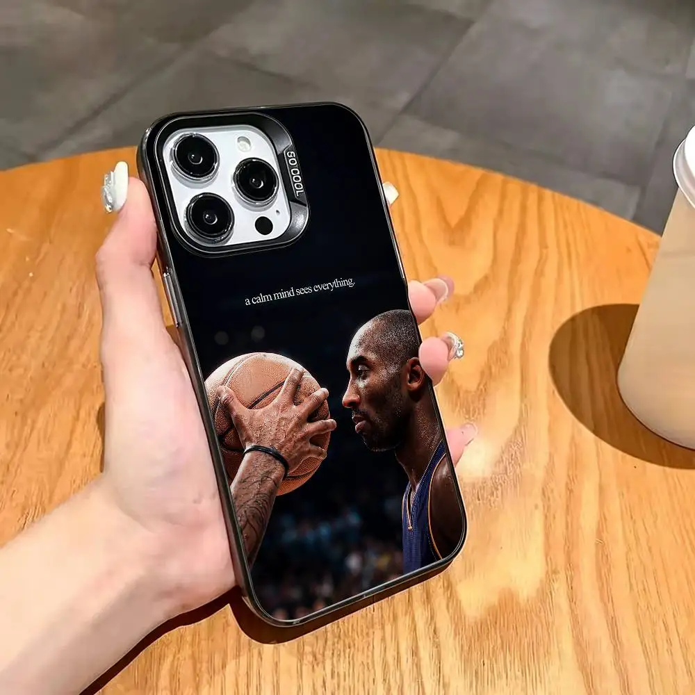 K-Kobe Bryant 24 Basketball Sports Phone Case For iPhone 17,16,15,14,13,12,11 Plus,Pro Max,XS,Colored silver phone case