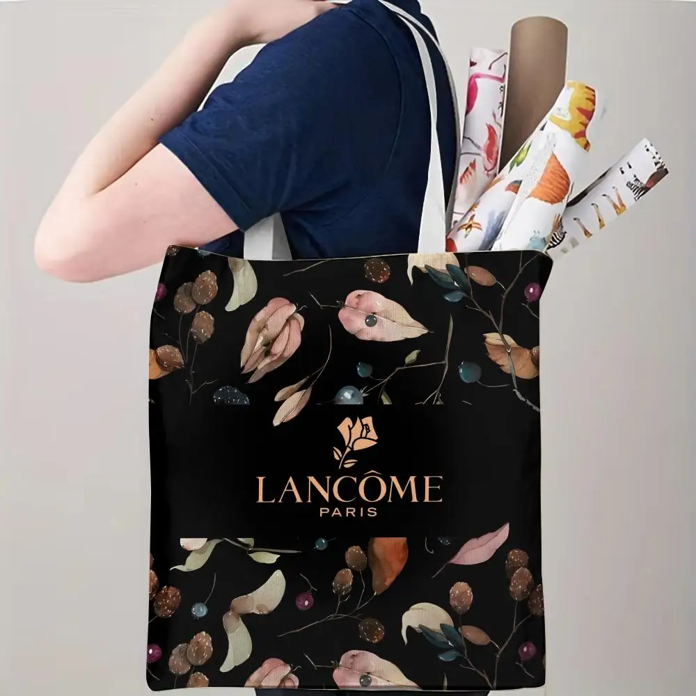 Fashion Pattern L-L-LancomeS Storage Bags Canvas Double-Sided Print Beach Bag Durable Lightweight Shoulder Travel Bag Gift Eco