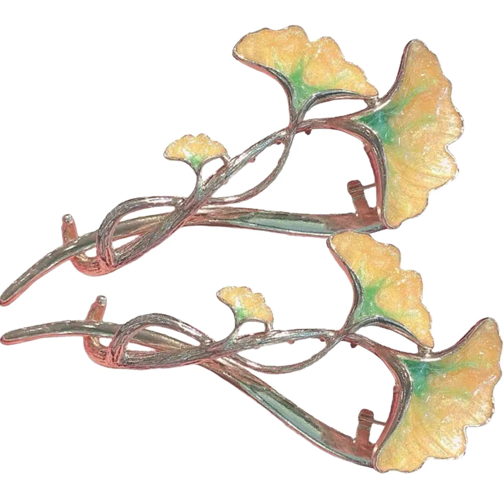 

2 Pcs Lightweight Durable Accessories Women Girls Leaf Hair Clamp Bun Holder Ginkgo Hair Bun Clip Leaf Barrette