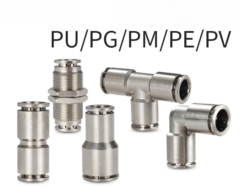 Acoplador de ar pu resistente à corrosão, conector push-in de 8-12mm, encaixe pneumático industrial para sistemas de automação e máquinas