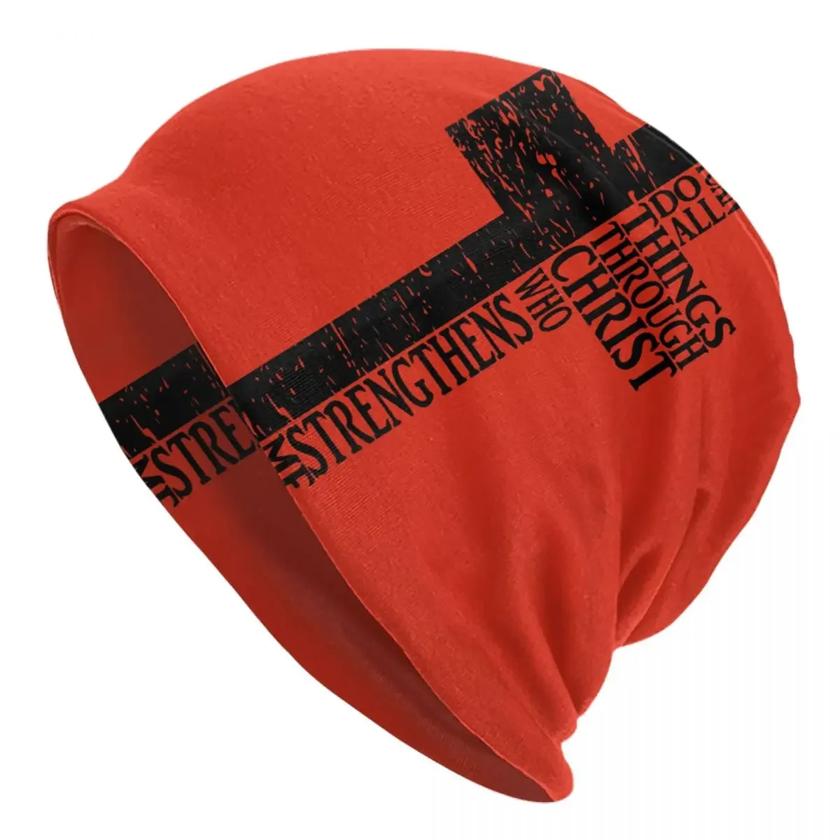 Through Christ Who Strengthens Me Skullies Beanies Caps Cool Winter Knitting Hat Unisex Jesus Cristianity Faith Bonnet Hats