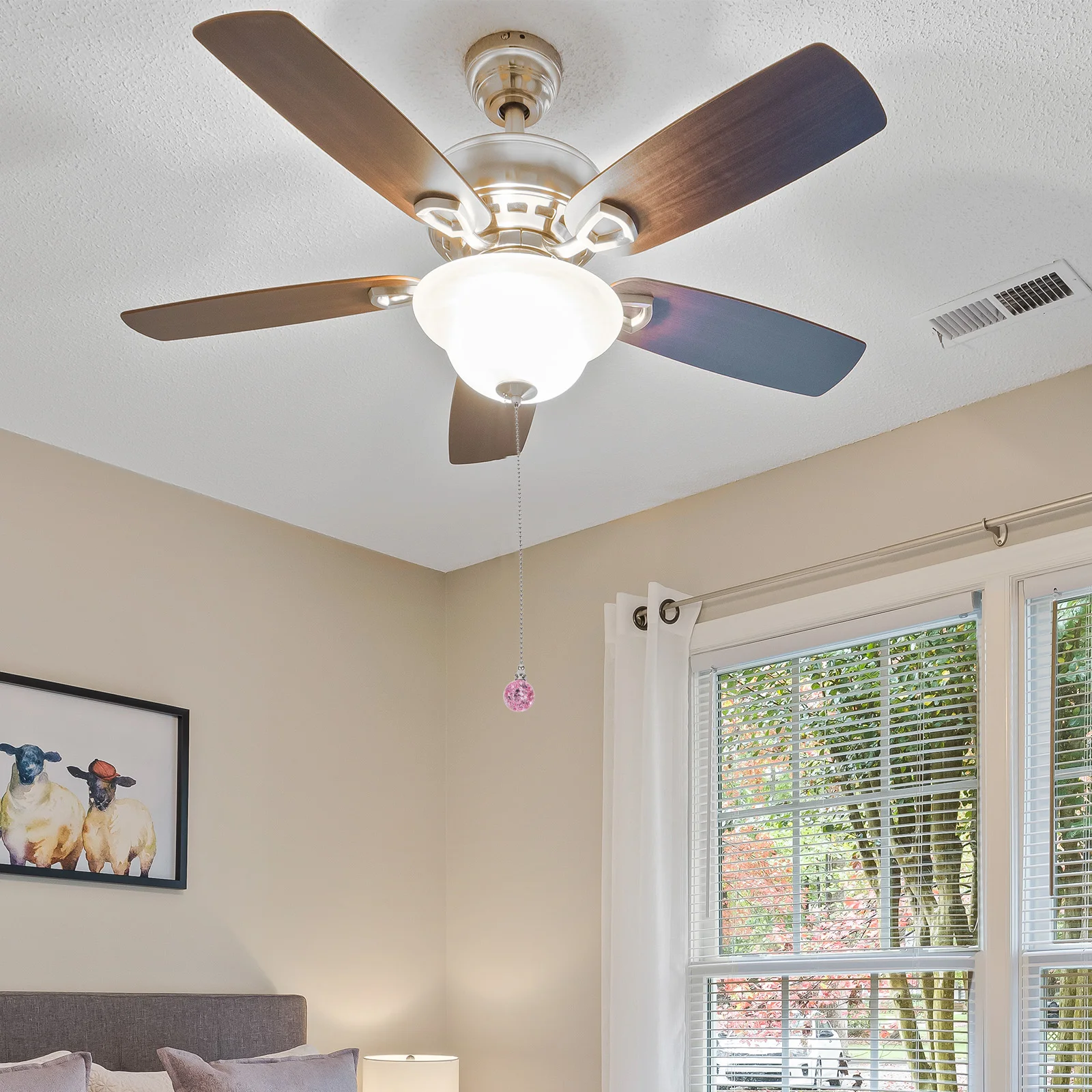 

5Pcs Ceiling Fan Pull Chain Extension Crystal Ball Pendant Decoration Beaded Pull Chain for Lighting Fixtures Fan Pulls