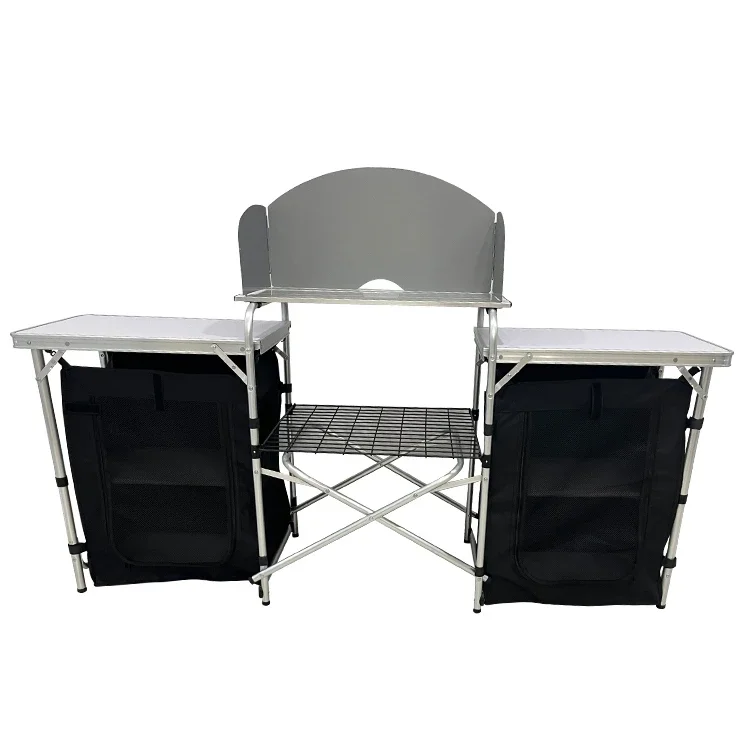 Outdoor Camping Aluminum Portable Kitchen Folding Cooking Station Table