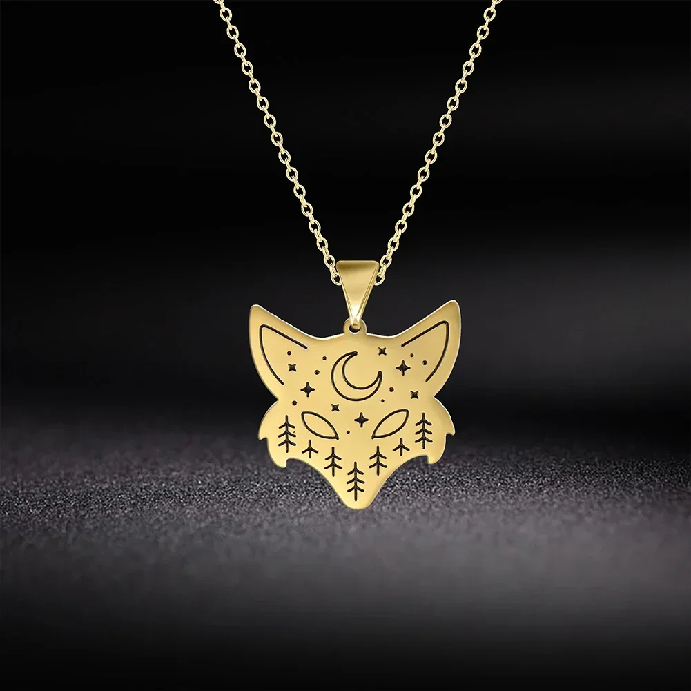 

My Shape Fox Necklaces for Women Men Punk Animal Pendant Choker Chain Steel Color Gold Color Stainless Steel Jewelry Gifts Kids