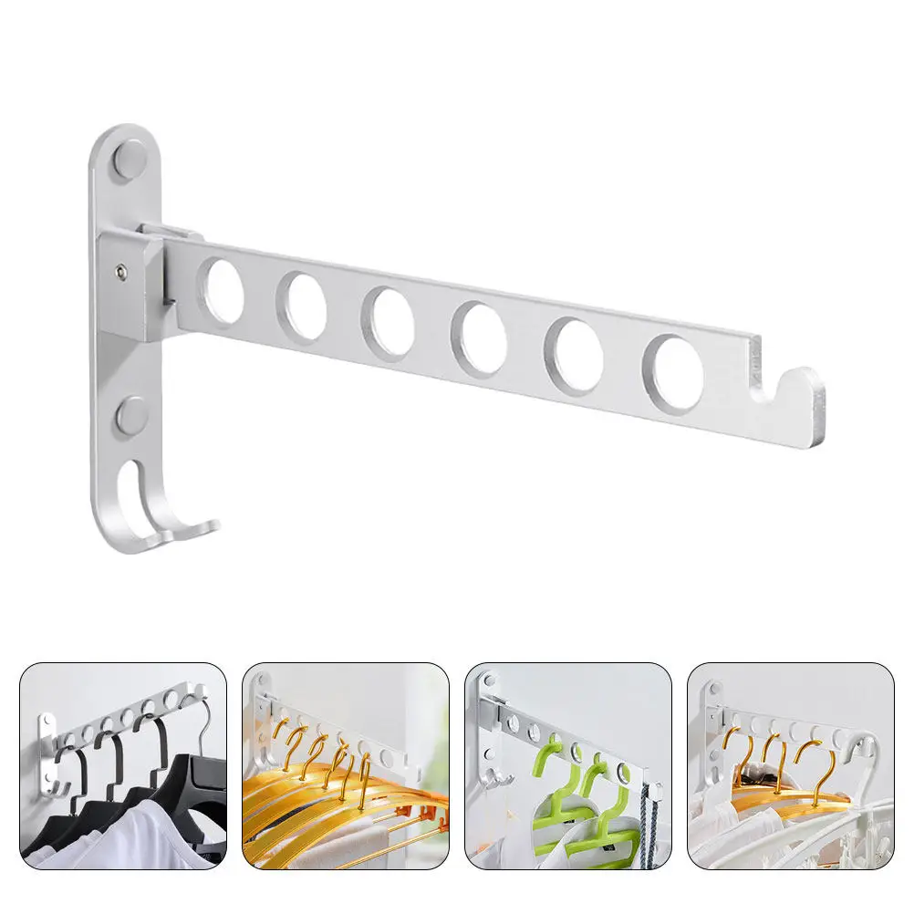 1Set Space Saving Wall Mounted Drying Rack Aluminum Alloy Folding Clothes Hanger Holder Strong Bearing Capacity Housewarming