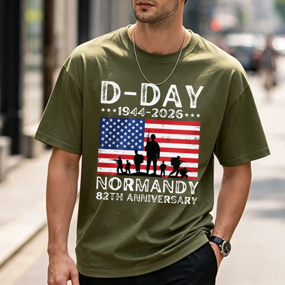 D-Day Shirt 82th Anniversary Normandy 1944-2026 T-Shirt D Day 06 Jun 1944 WW2 Normandy Landings High Quality Cotton Casual Tees