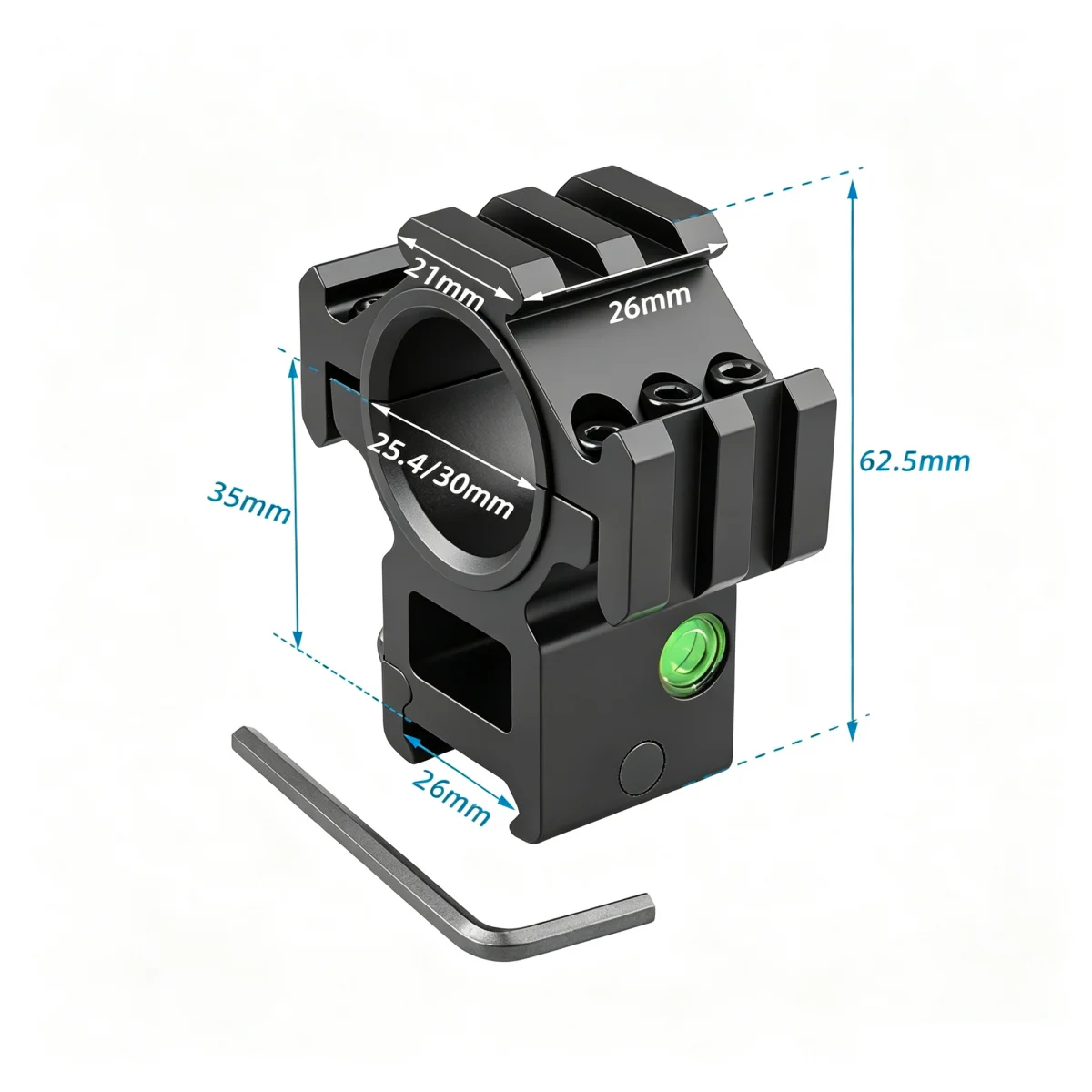 Tactical Scope Mount 1inch 25.4mm /30mm Adapter Ring w/ Bubble Level 20mm Rail Rifle Scope Rings for Hunting Optics Accessories