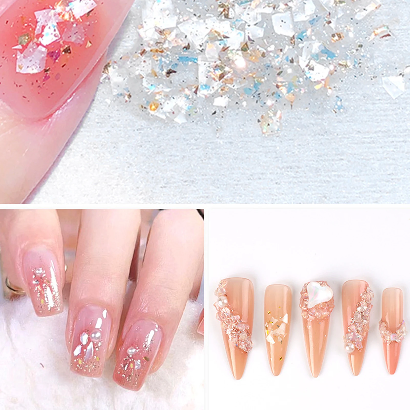 8ml Shell Glitter Nail Glue Gel Gentle Color DIY Nail Art Gel Versatile Effect for Beginners Nail Salon Practice