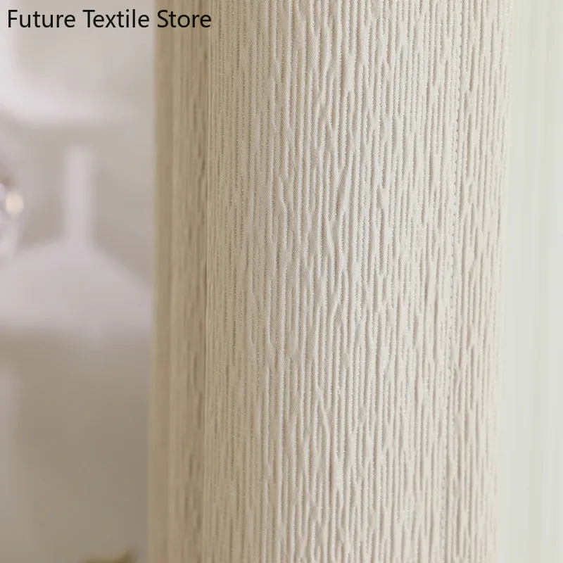 Curtains for Living Room Dining Bedroom Customized American Nordic French Full Blackout Curtain Creamy White Thick Milk  Color