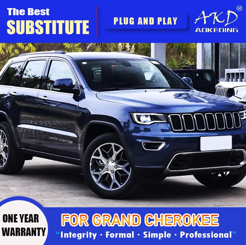 AKD Head Lamp for Grand Cherokee LED Headlight 2011-2016 Headlights Compass DRL Turn Signal High Beam Angel Eye Projector Lens