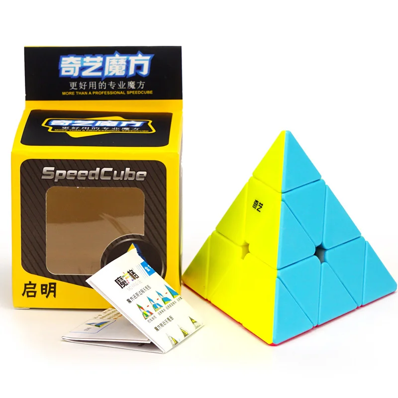 Qiyi พีระมิด Cube Anti Stress Cubo Magico 3 × 3 Speedcubeк рук IQ เกมของเล่นเด็ก Kinder ของเล่นเกม Y เกม