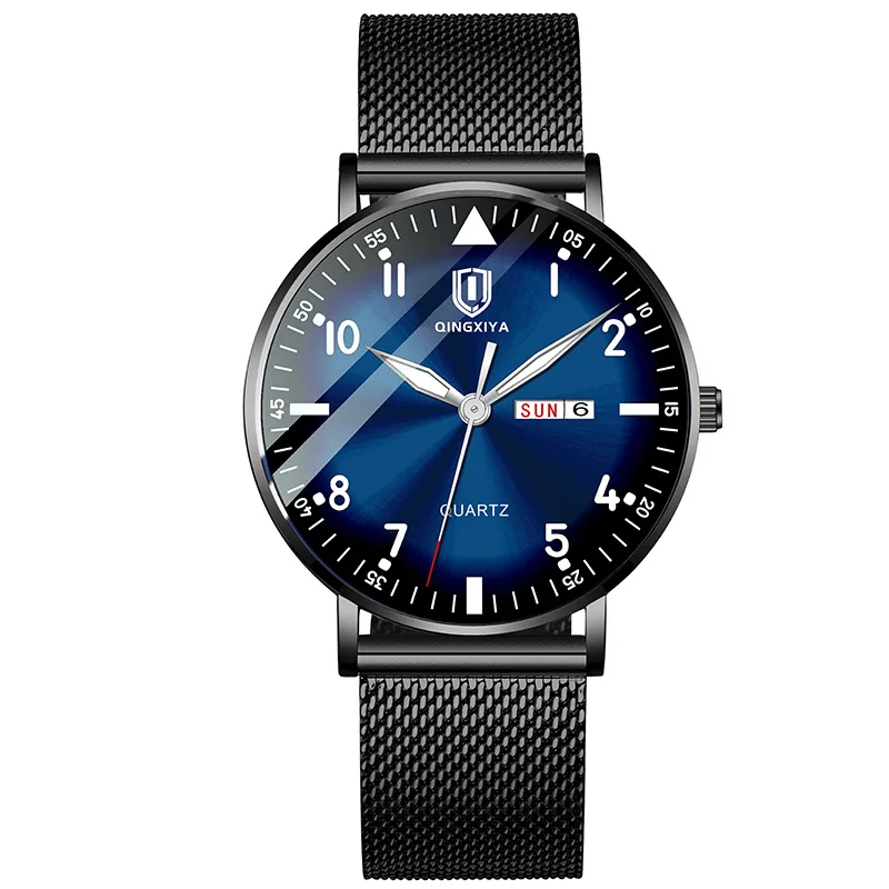 2027 QINGXIYA brand watch live calendar waterproof luminous fashion multi-functional quartz watch men's watch