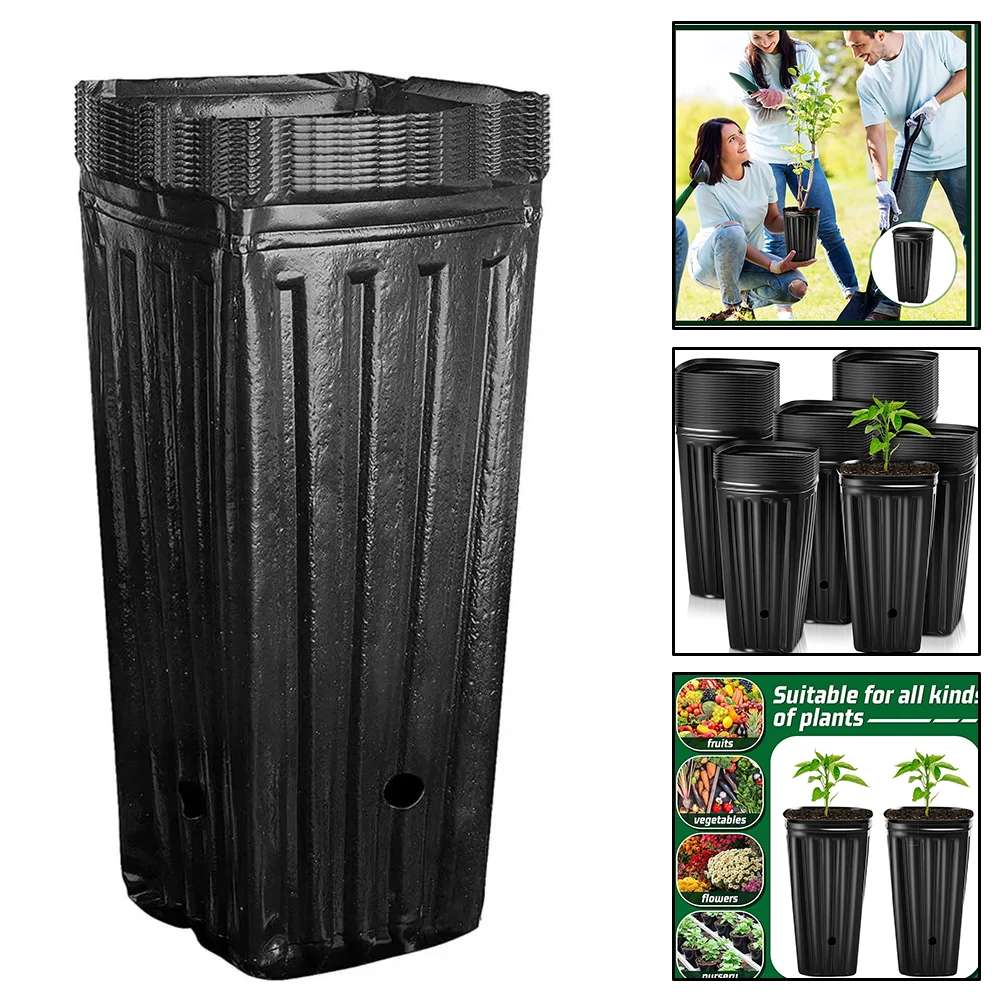 Tall Square Plant Seeding- Planting Cup Plastic Deep Nursery Tree Pot Flower Plant Container Pot Garden Transplant Grow Bags