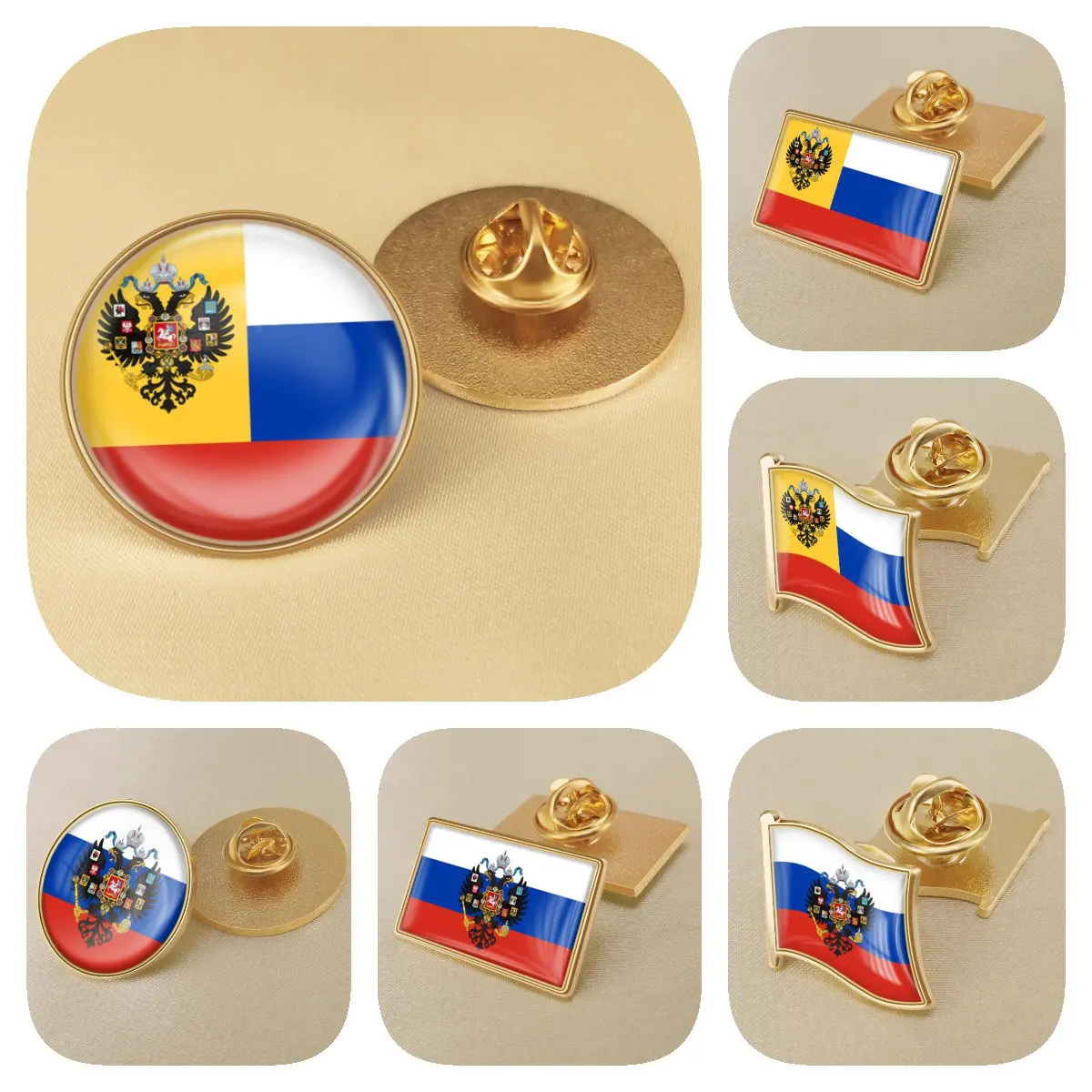 Russia Russian Empire God Save the Tsar Flag Brooch Badges Lapel Pins