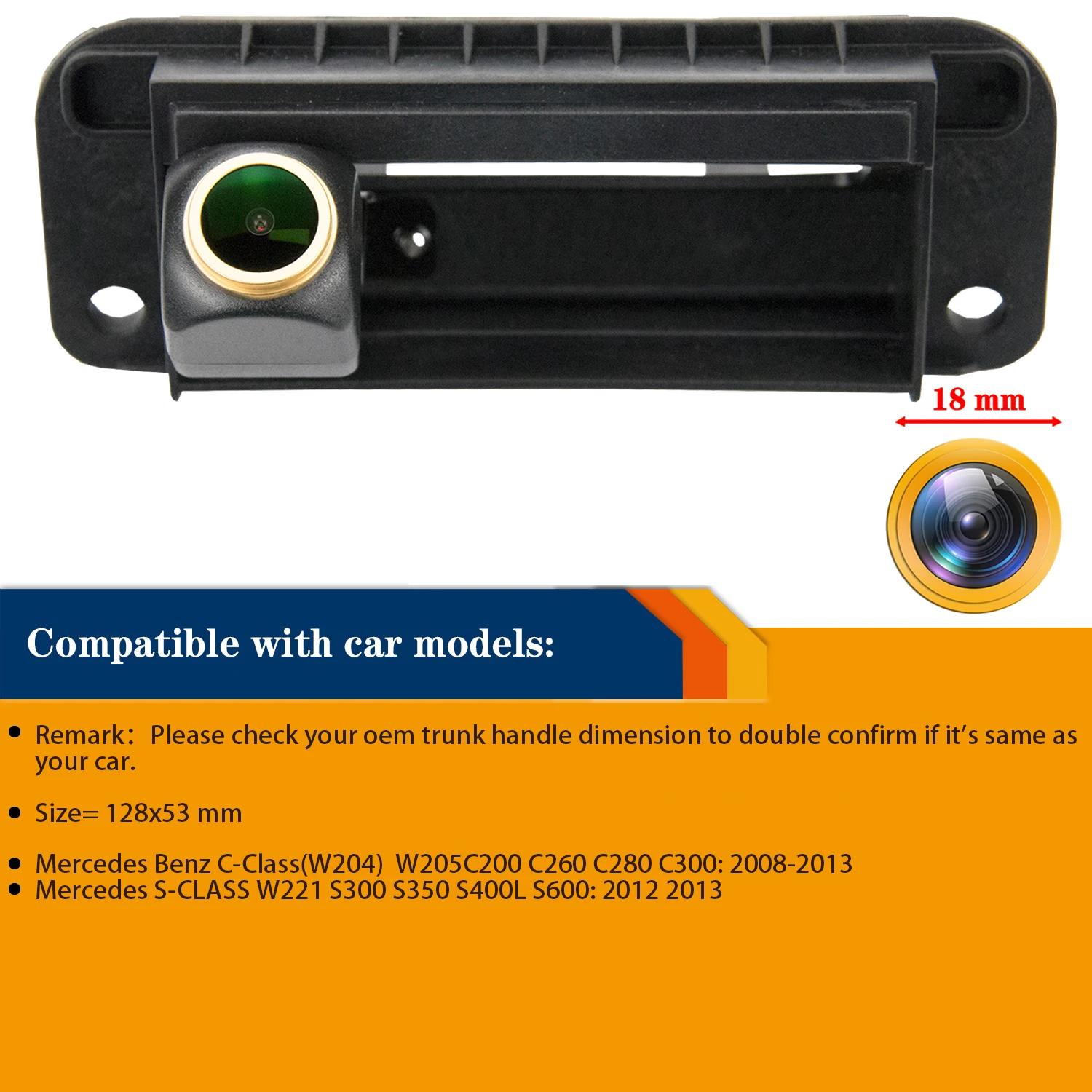 Misayaee HD 1280x720P Car Rear View Camera Trurk Handle for Mercedes W204 S204 W212 C180 C200 C260 C300 2009-2014 Free Filter