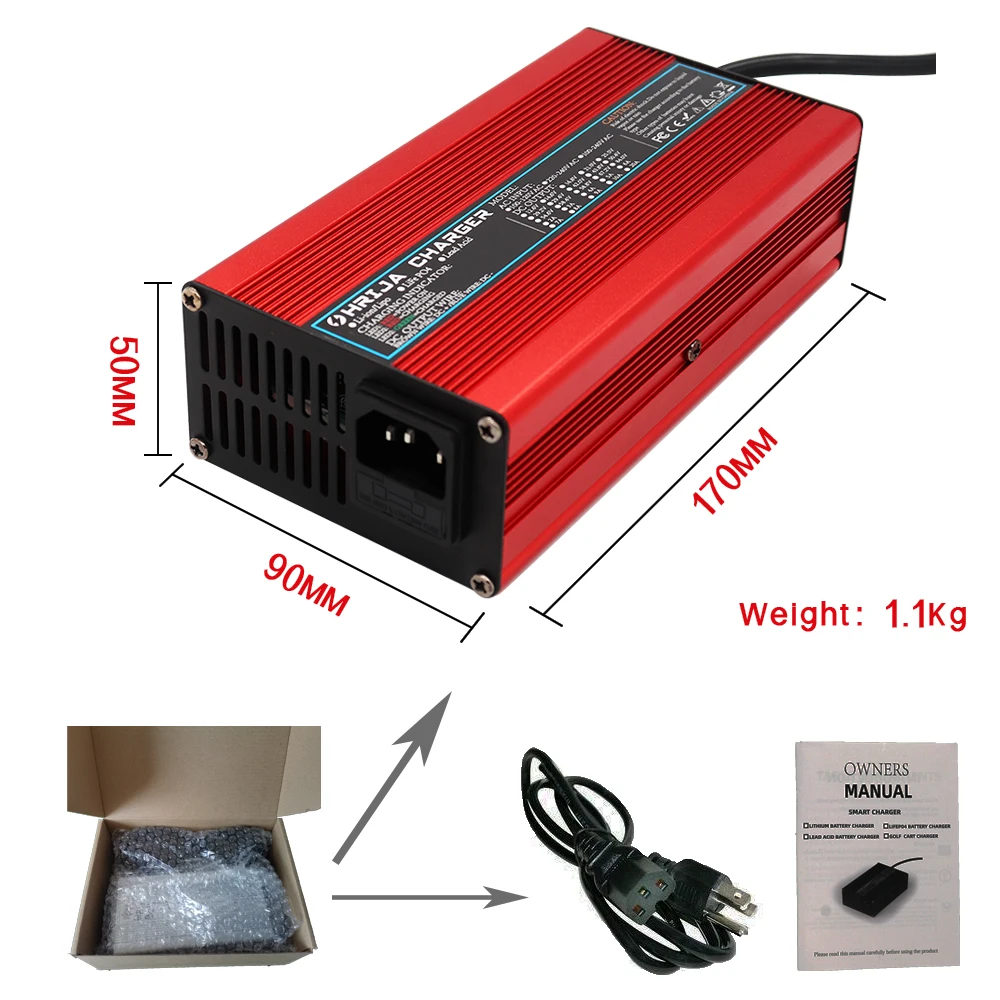 14.6V 20A ładowarka do 10Ah do 100Ah 12.8V LiFePo4 bateria 4s LiFePo4 12V ładowarki czerwony aluminium koperta ze stopu inteligentny wentylator