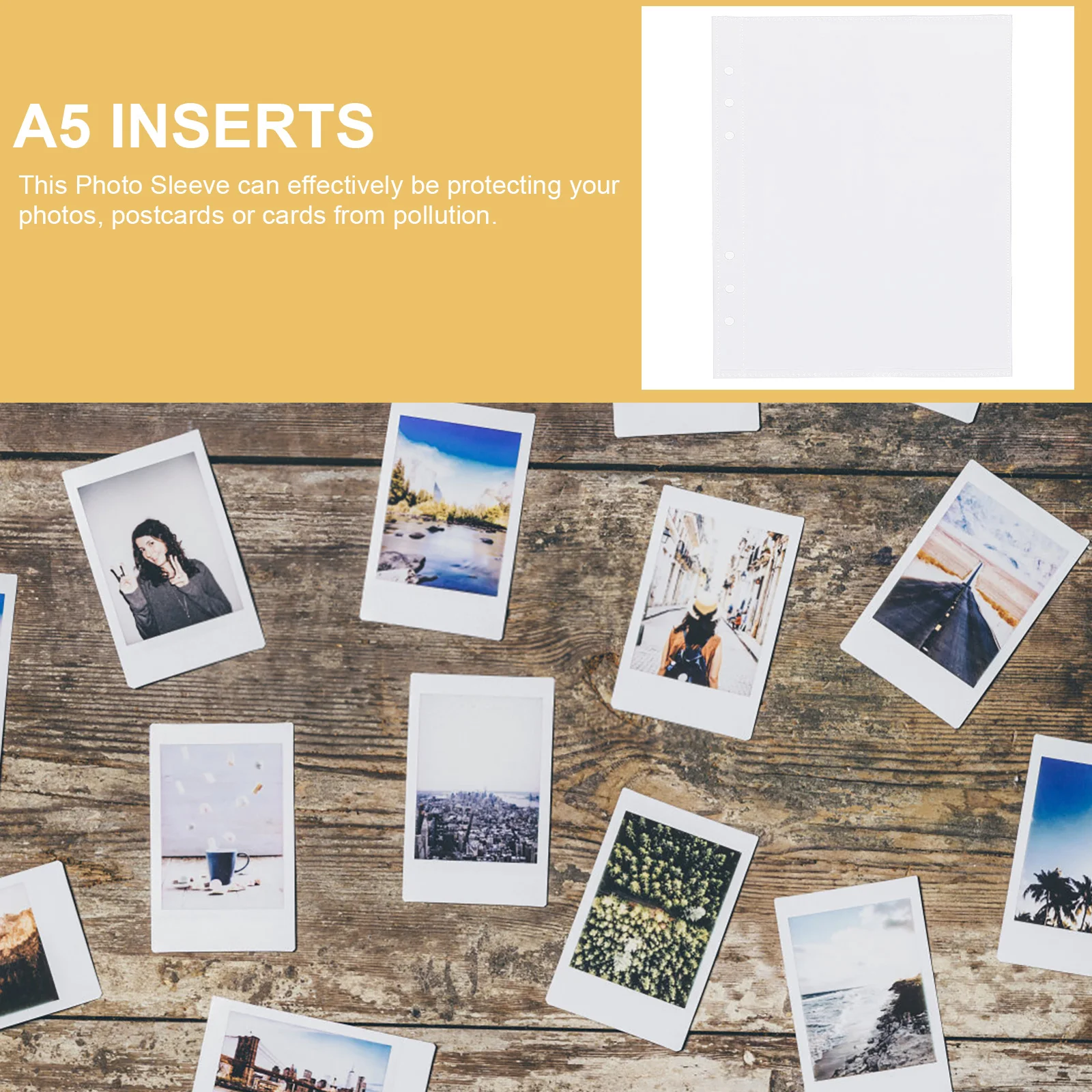 

20 Pcs PVC Transparent Photo Album Pages A5 Inserts Practical Sheet Protectors Reusable Binder File Pockets Office School