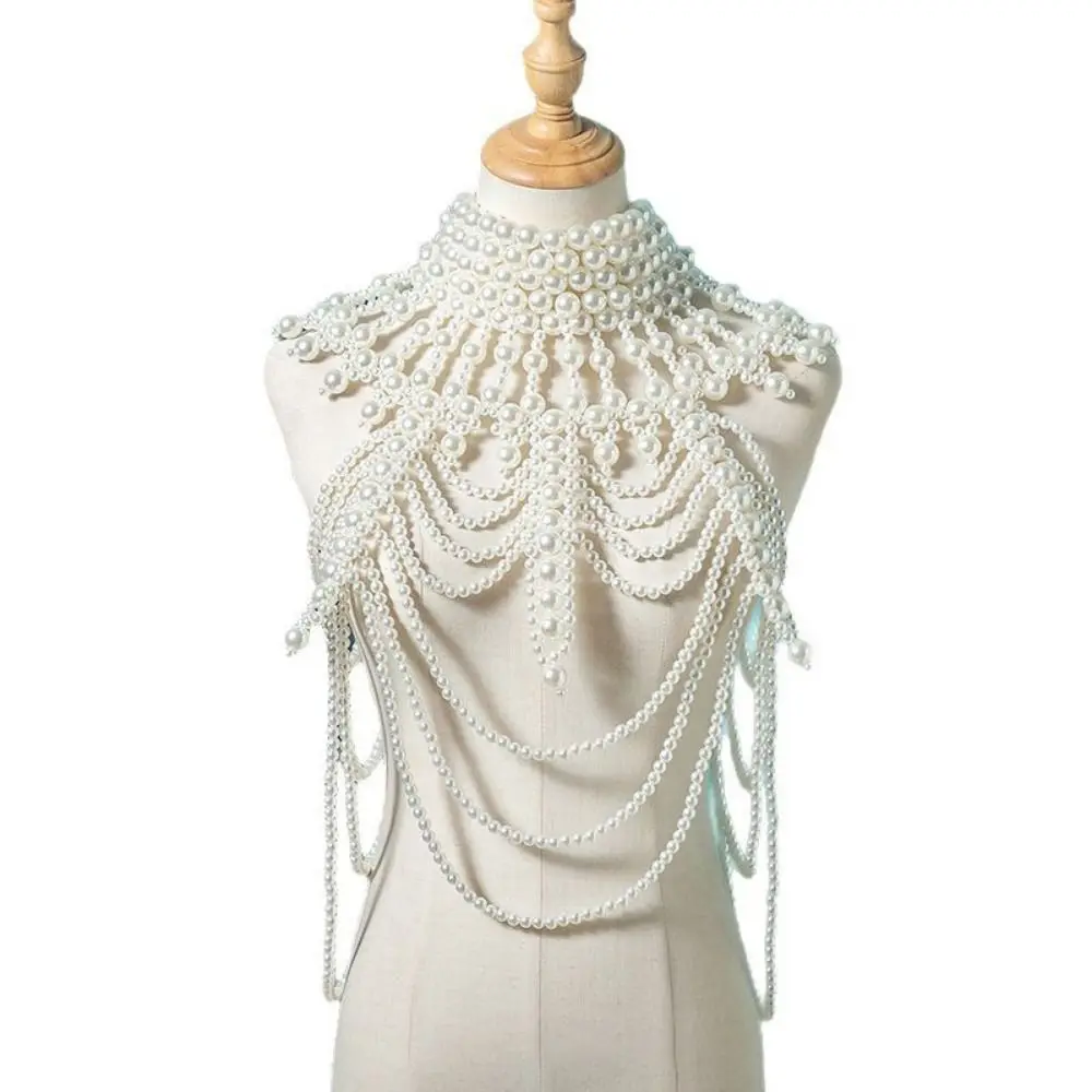 أنيقة مقلد اللؤلؤ متعدد الطبقات اللؤلؤ قلادة مبالغ فيها طويلة مثير الجسم اللؤلؤ سلسلة المرأة مجوهرات للجسم مساء الطرف #2