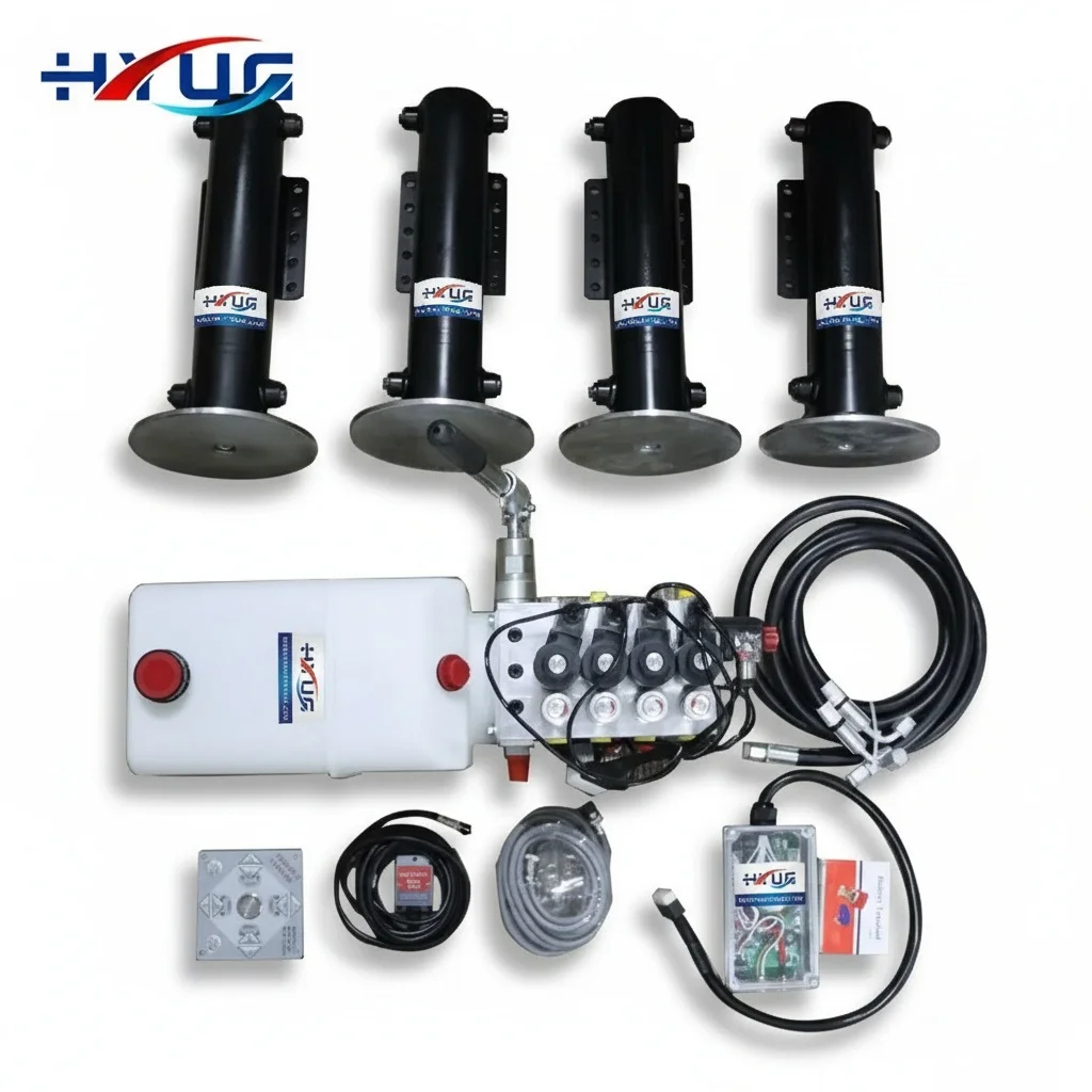 RV Hydraulic Leveling System, 5 Ton Outrigger Jacks, 300mm Stroke Hydraulic Cylinder for Fiat Ducato, Motorhome Stabilizer Legs