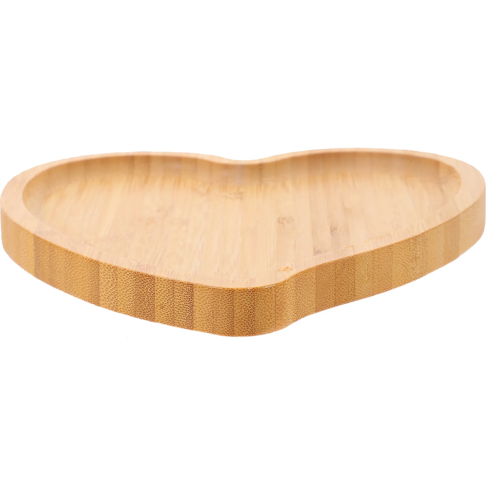 Bamboo Heart Shape Serving Tray Multi Function Fruit Dessert Snack Storage Dish Home Kitchen Table Decor Elegant Smooth Finish