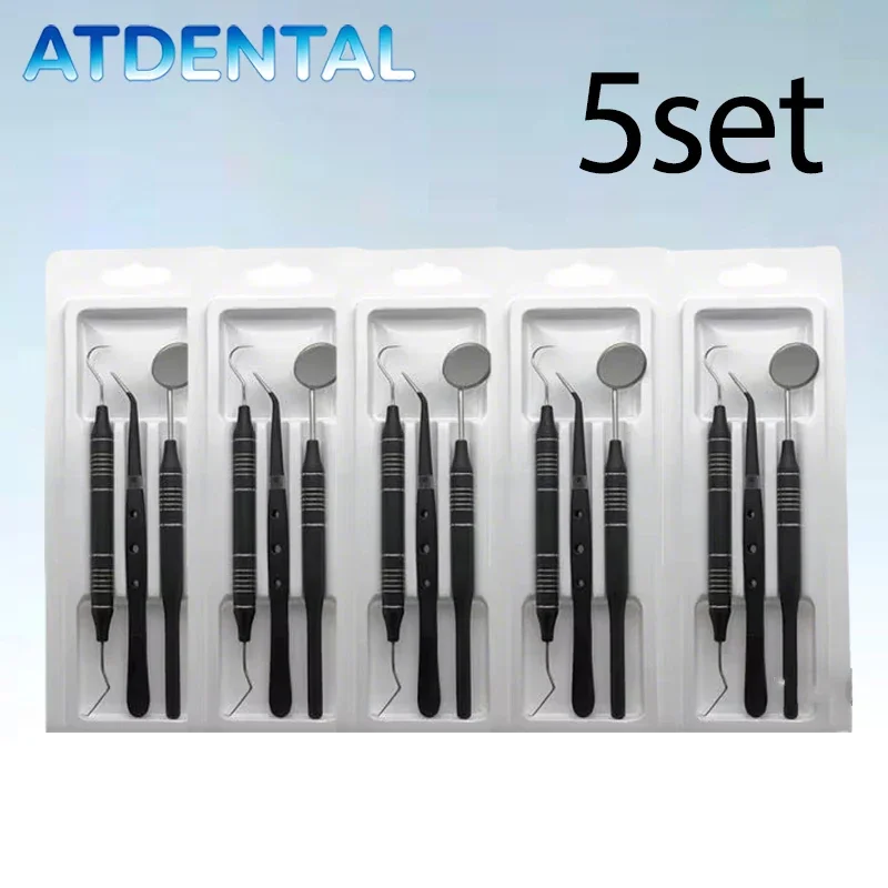 

Dental Care Instruments Kit 3set/5set Mouth Mirror Tweezers Curve Probe for Teeth Cleaning and Oral Examination by Dentists