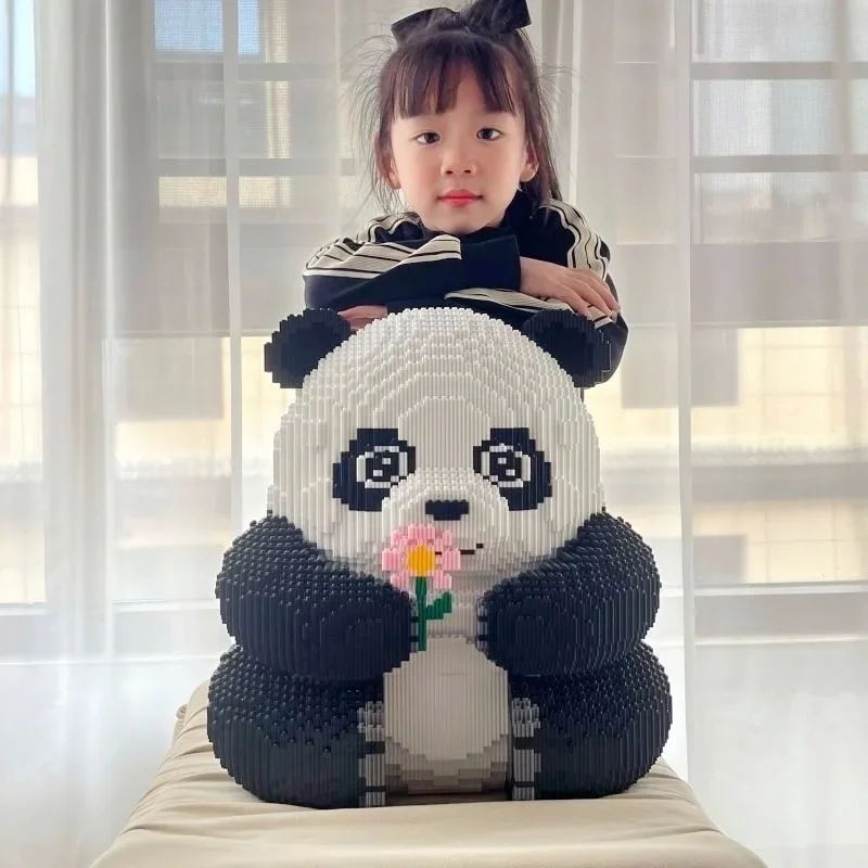 Giant Flower Panda Creative Cute DIY Puzzle Animal Building Blocks Small Particle Bricks Children's Toys Christmas Birthday Gift