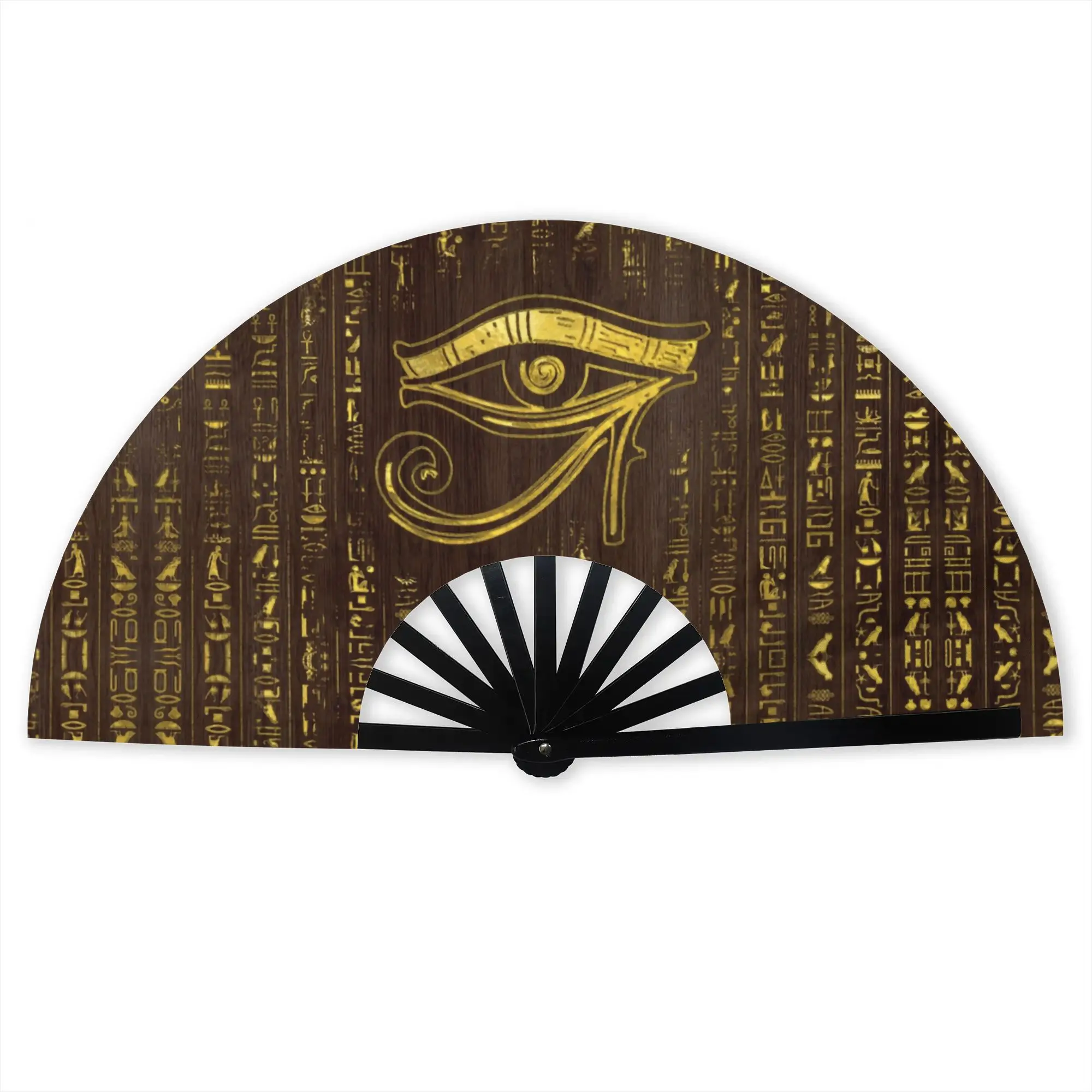 Egyptian Hieroglyphs Traditional Folding Fan Ancient Egypt Symbol High-Quality Polyester Fans Gift Elegant Decorative Hand Fan