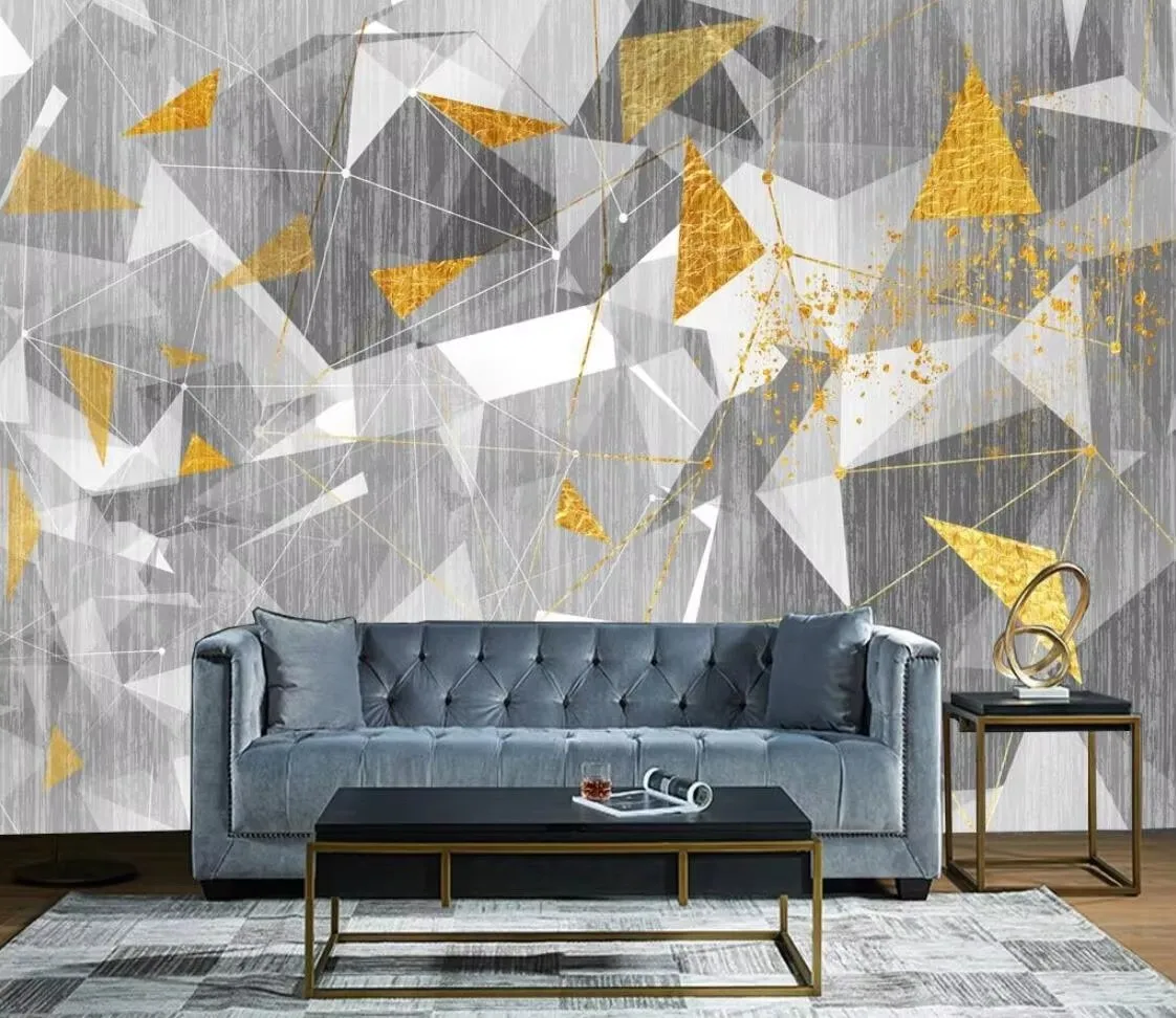 Customized Size Wallpaper Tropical Plants Palm Leaf Decorative Painting Geometric Shapes Ginkgo Leaf Wall Stickers 3d murals