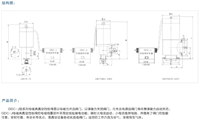 High vacuum electromagnetic baffle valve GDC-J16A