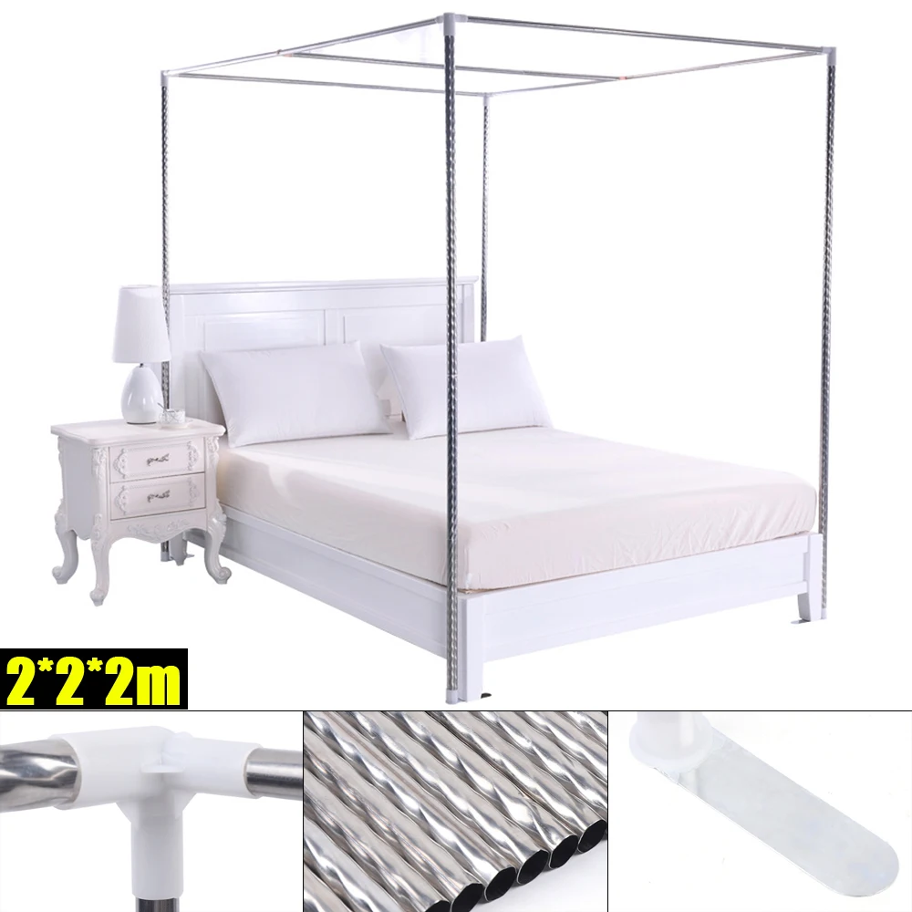 Canopy Bed Frame Post 4 Corner Stainless Mosquito Netting Frame Bracket Bedroom Use