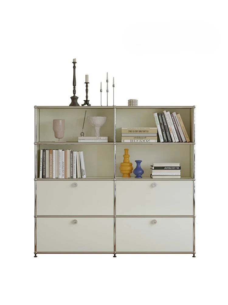 

Nordic Chinese Style Module Assembled Cabinet Modern Minimalist Bookcase Minimalist Stainless Steel Bookshelf