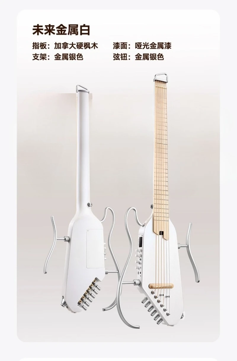 Soft-tone travel-friendly portable instrument Headless wooden guitar for beginners withmute effect folk guitar