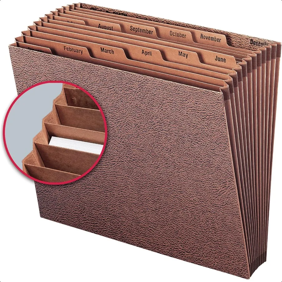 Ежемесячный файл расширения TUFF Jan.Dec. 12 карманов, размер буквы RedropePrinted Stock (70488)
