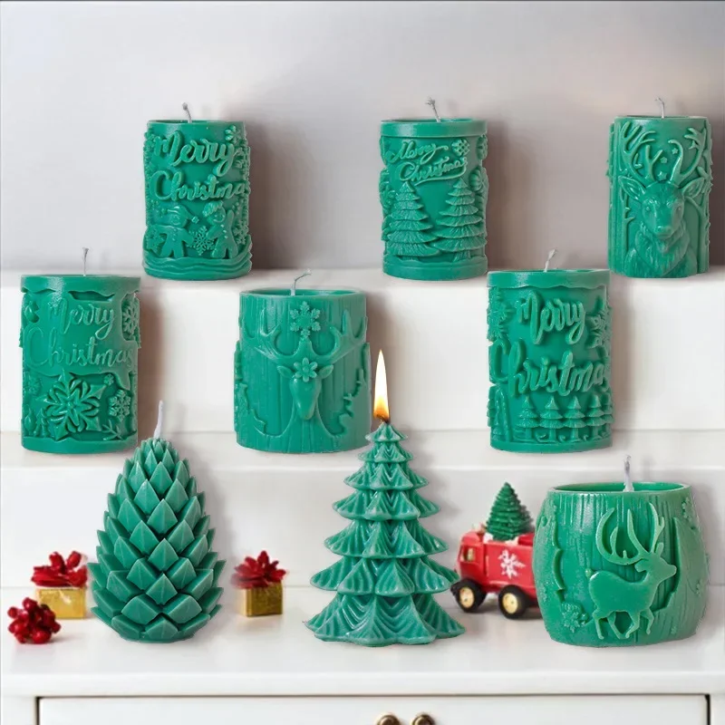 

Christmas Scented Candle Silicone Mold Christmas Tree Elk Diffuser Stone Diy Home Decoration Candle Making Supplies