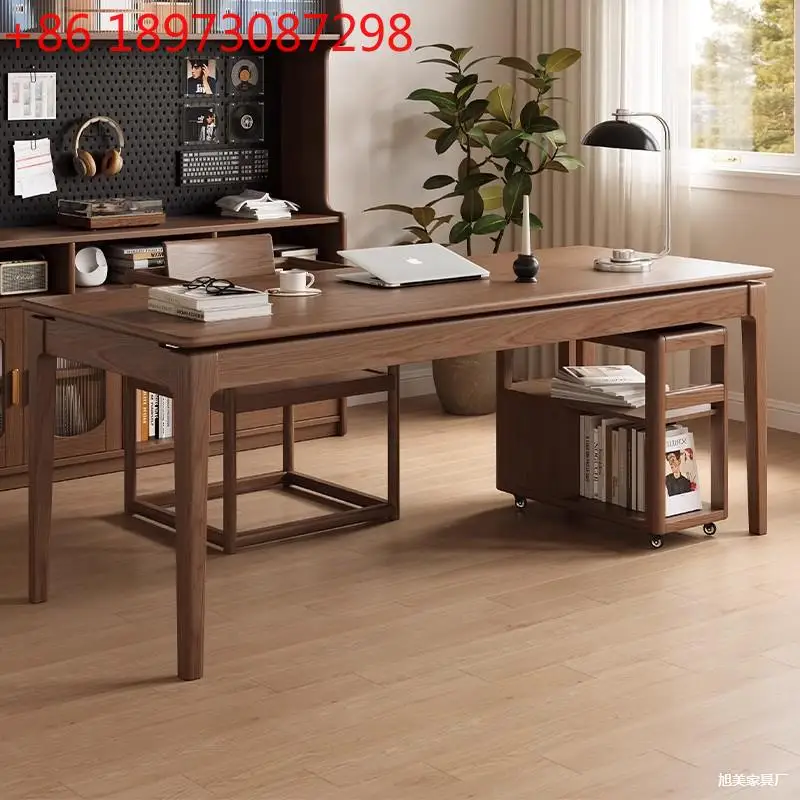 Ash wood writing desk Student household Double office workbench Dining table