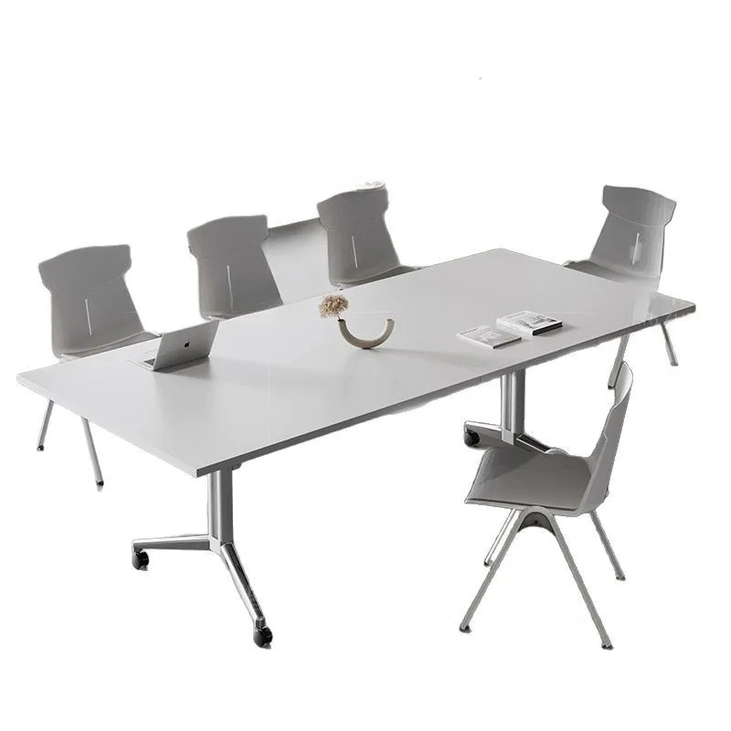 

Fold in half, removable folding conference table is convenient, oversized telescopic splicing, long table with wheels