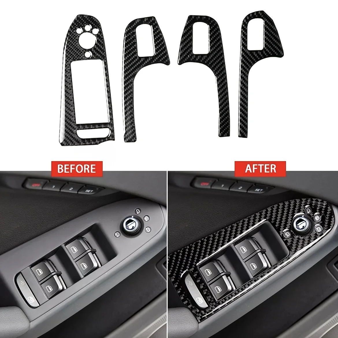 Deluxe Carbon Fiber Suitable for Audi A4 B8 A5 2009-2017 Window Lift Panel Carbon Fiber Decorative Sticker