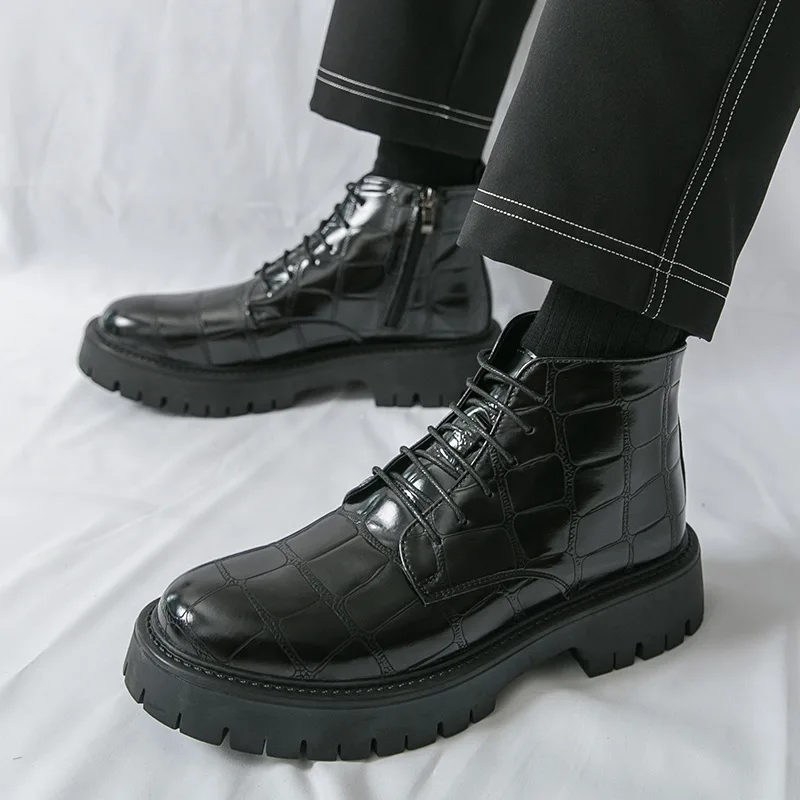 

Men's Faionable Large Head Thi Boted oes Casual All-Match oes Vintage Sle Comfortable Leather Upper Rubber Sole