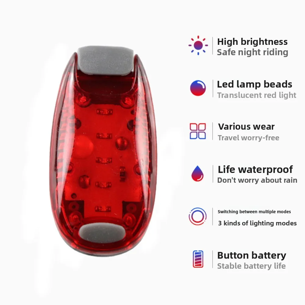 Bicycle Tail Light - Outdoor Night Running Warning Light, 5-LED Cycling Light, Multi-Functional Clip-On Helmet & Backpack Light