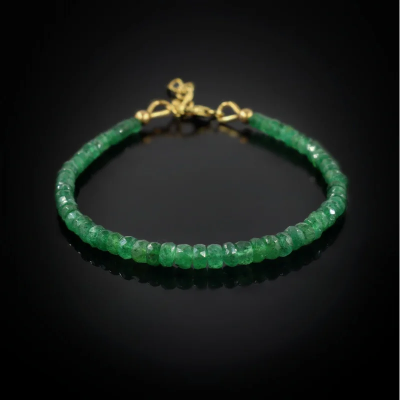

Faceted Beads , Genuine , Emerald Bracelet