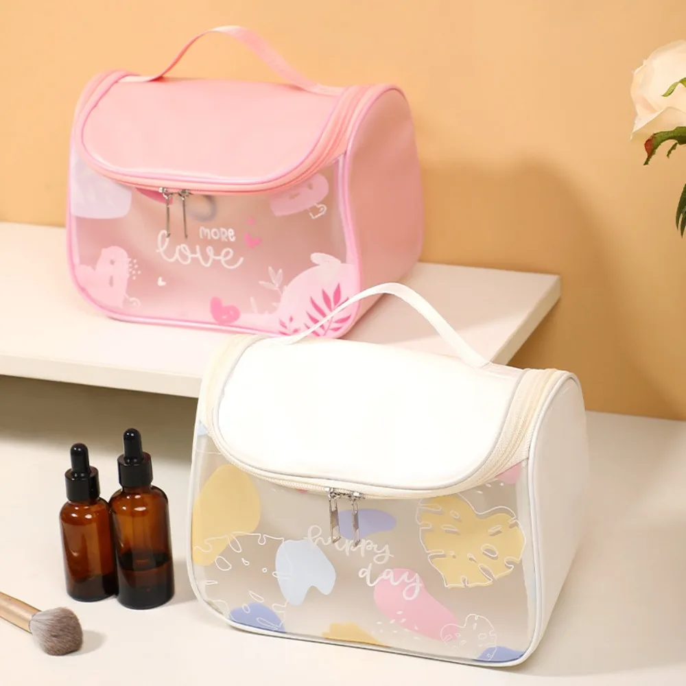 Nueva bolsa de cosméticos con gancho a la moda, bolsa de aseo de viaje grande, cosméticos organizadores transparentes e impermeables
