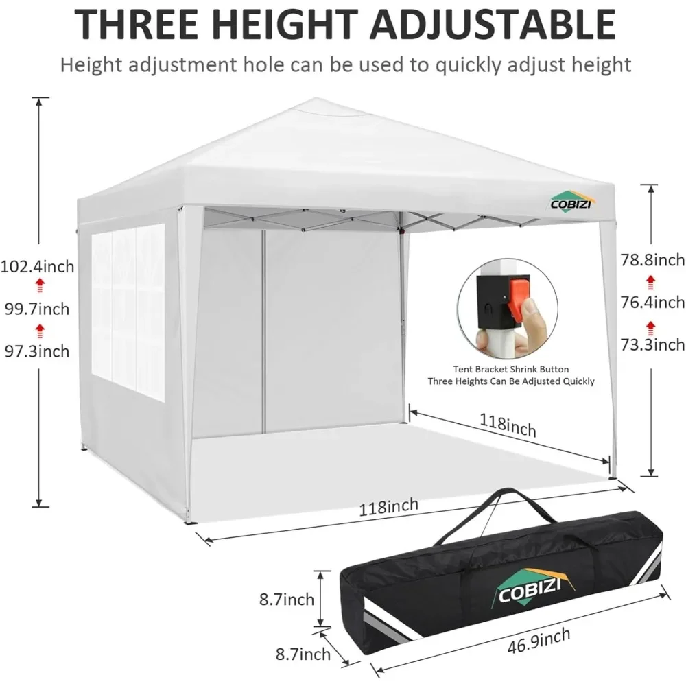 10x10 Gazebo, Pop Up Canopy Tent, Up Waterproof Canopy Tents for Parties Camping, Easy Set Tent with Carry Bag, Patio Gazebo