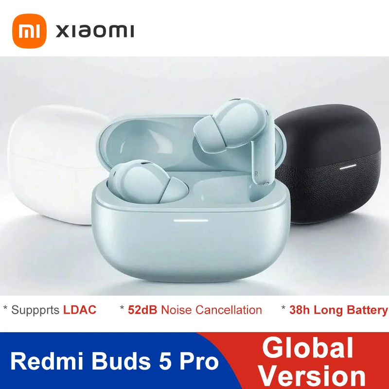 Global Version Xiaomi Redmi Buds 5 Pro Up to 52dB Active Nolse Cancellation 38 Hours Long Battery