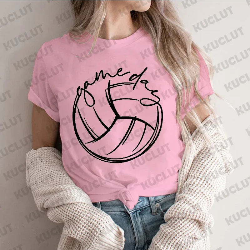 Game Day Shirt for Women Clothing Volleyball Game Day T-shirts Women Clothes Volleyball Season Tee Volleyball Team Shirt Top