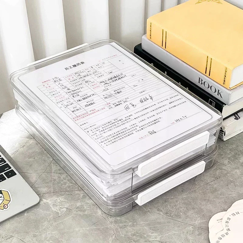 Paper Organizer Stackable Storage Box Transparent Desktop Storage Document Certificate Important Storage Box